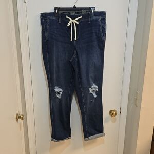 Torrid 2x Tall Dark Blue Distressed Boyfriend Jeans